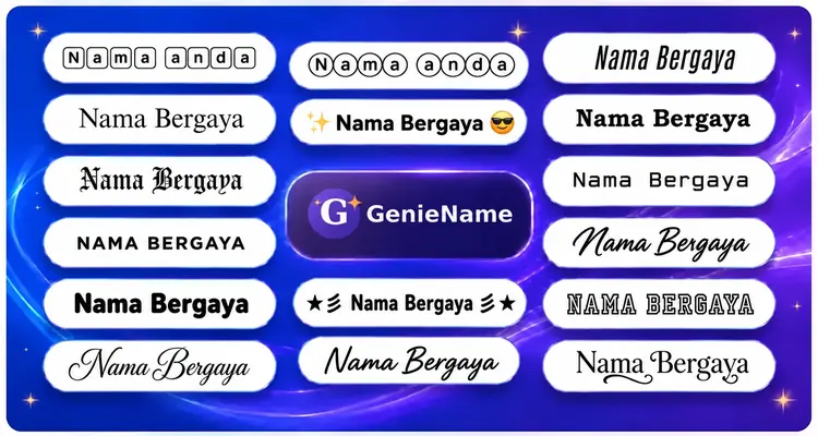 Penjana Nama Bergaya - contoh gaya nama dan fon | GenieName